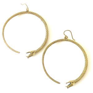 NWT Handmade Gold Serpent Hoops